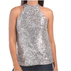 Cable & Gauge Sequins Halter Top